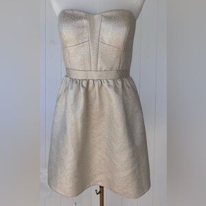 Aidan Mattox Women’s Fit & Flare Gold Strapless Cocktail Dress Pockets‎ Size 12